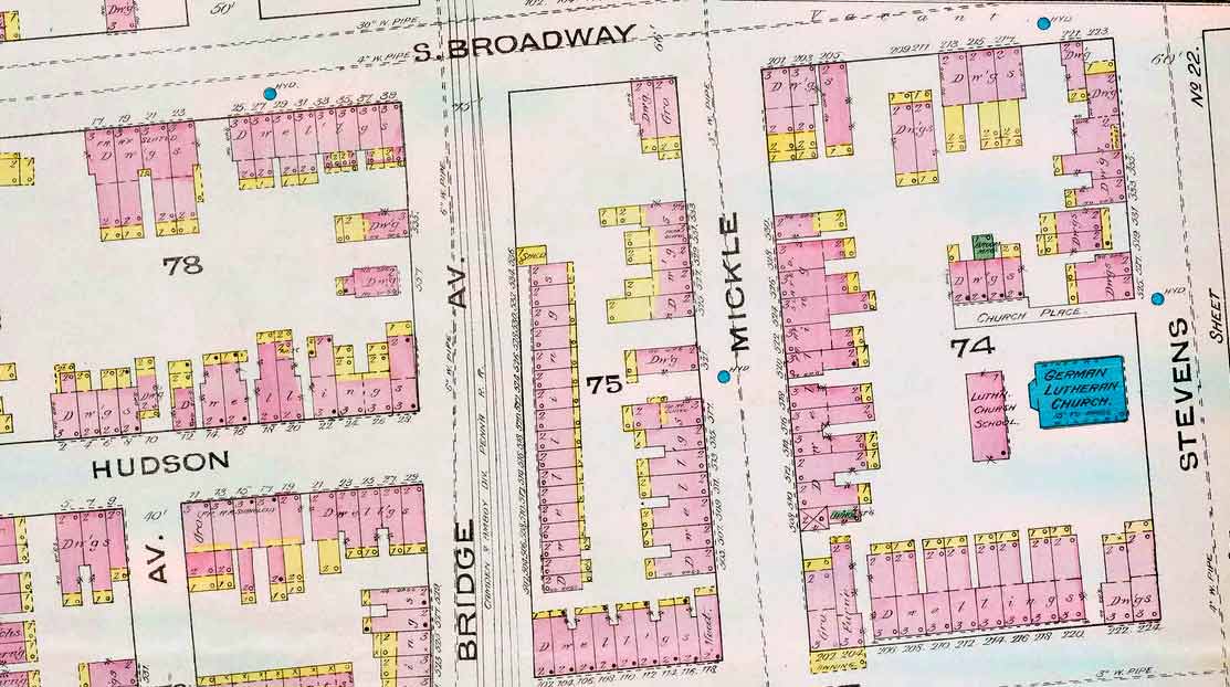 1885 Sanborn map showing Church Place