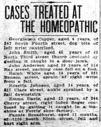 Cases Treated at the Homeopathic — Rosetta Johnson, 817 Clare Street, Camden Daily Courier, September 11, 1913