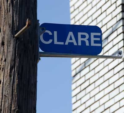 Clare and Division Streets sign, March 19, 2012
