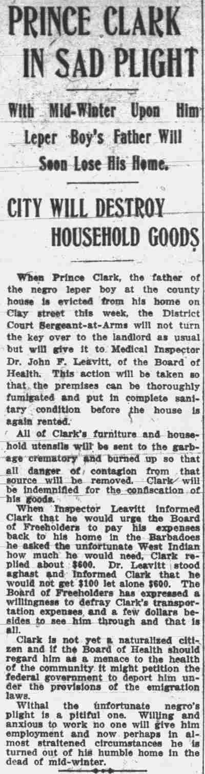 Prince Clark in Sad Plight — Camden Post-Telegram, January 20, 1909