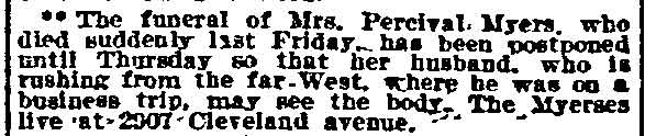 Percival Myers family, 2907 Cleveland Avenue — Philadelphia Inquirer, November 15, 1910