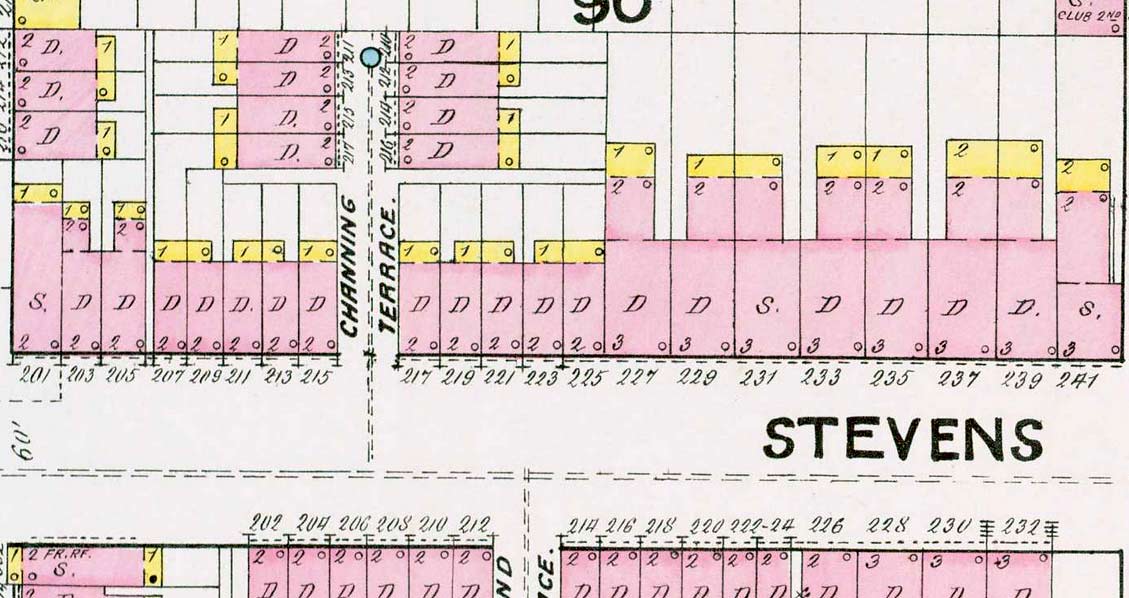 1891 Sanborn Fire Insurance Map — Channing Terrace, plate 1