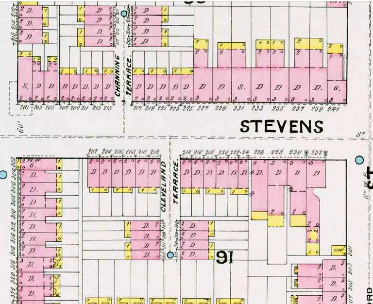 1891 Sanborn Fire Insurance Map — Channing Terrace, plate 2