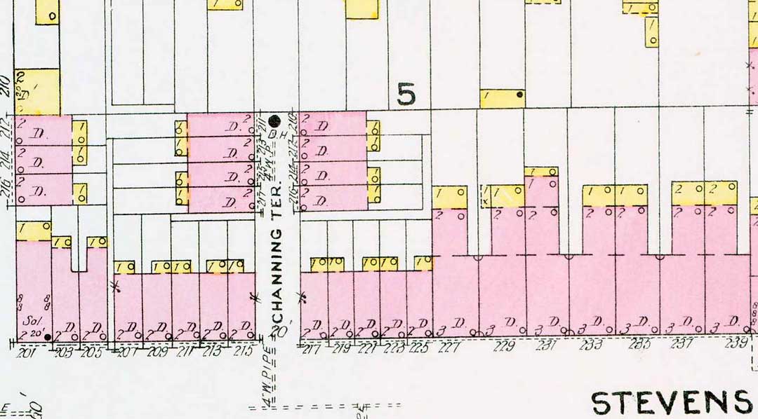1906 Sanborn Fire Insurance Map — Channing Terrace, plate 1