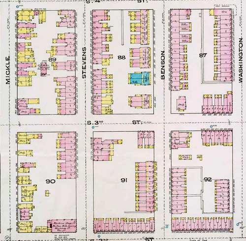 1885 Sanborn Fire Insurance Map — Channing Terrace and Cleveland Terrace area, plate 1