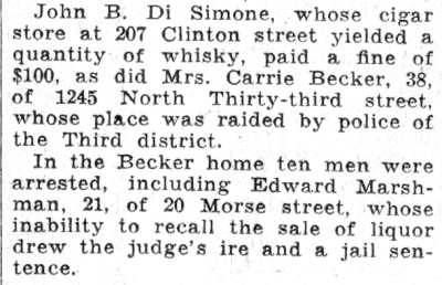 Prohibition raid notice, 1245 North 33rd Street