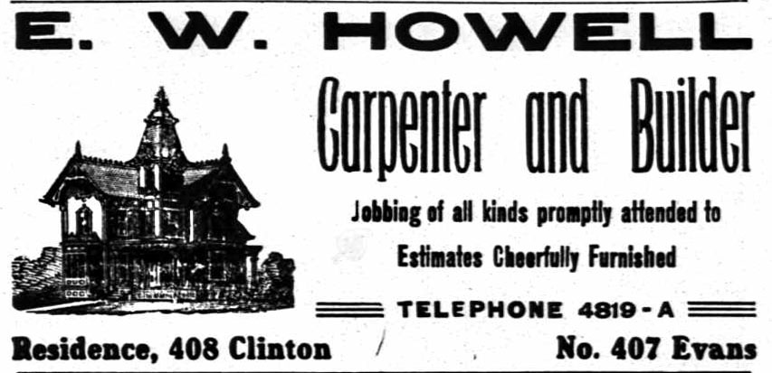 E.W. Howell, Carpenter and Builder — 407 Evans Street, Camden, 1911
