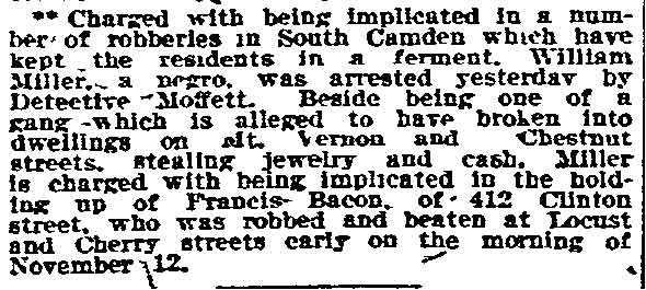 412 Clinton Street, 1907-1913 Francis O. Bacon & Family, Philadelphia Inquirer, December 1, 1911