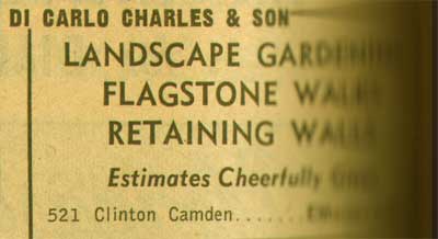 521 Clinton Street, 1955 Charles DiCarlo & Son, New Jersey Bell Telephone Yellow Pages Ad