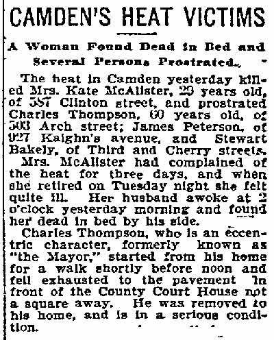 Camden’s Heat Victims - Philadelphia Inquirer, August 13, 1896