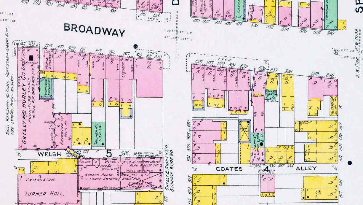 800 Block of Welsh Street and Coates Alley — 1906 Sanborn Map