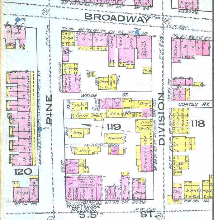 Coates Avenue (present-day Coates Alley) and Welsh Street — 1885 Sanborn Map