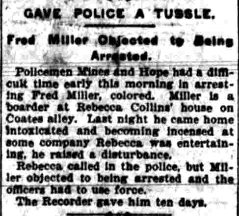 Gave Police a Tussle, Camden Post-Telegram, June 28, 1901