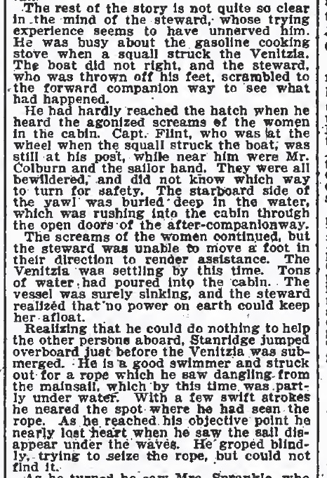 New York Times, July 20, 1901 — Five Drowned in Yacht, continued