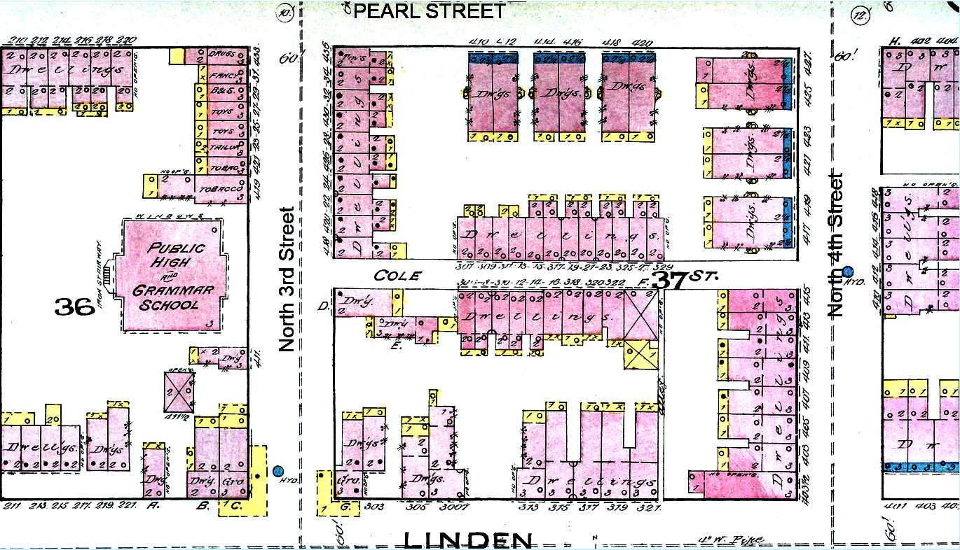 1885 Sanborn Map of Cole Street