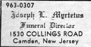 Myrtetus Funeral Home, 1530-1532 Collings Road South, 1976