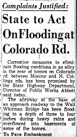State to Act On Flooding at Colorado Rd. — Camden Courier-Post, December 4, 1957