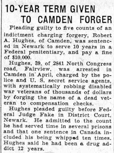 10-Year Term Given to Camden Forger — Camden Courier-Post, June 10, 1932