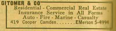 Gitomer and Company, 419 Cooper Street Camden, 1955 New Jersey Bell Telephone Yellow Pages