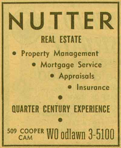 509 Cooper Street, Nutter Real Estate, 1955 New Jersey Bell Telephone Yellow Pages