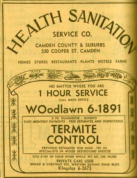 530 Cooper Street, Health Sanitation Service Co., 1955 New Jersey Bell Telephone Yellow Pages