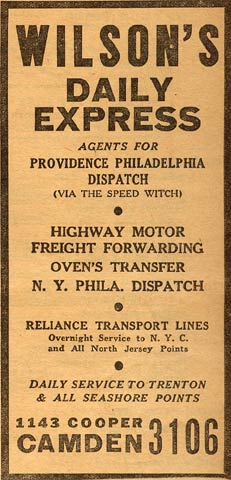 1143 Cooper Street — Wilson's Daily Express, New Jersey Bell Telephone Directory 1936