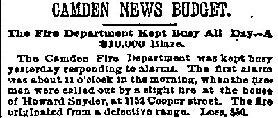 1152 Cooper Street — Howard Snyder, Philadelphia Inquirer November 12, 1889