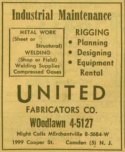 1999 Cooper Street — United Fabricators Company, 1955 NJ Bell Yellow Pages Ad