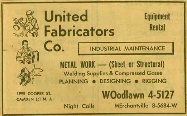 1999 Cooper Street — United Fabricators Company, 1955 NJ Bell Yellow Pages Ad (2)