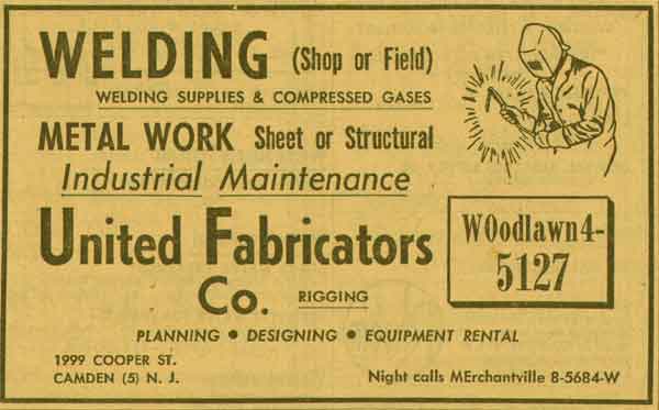 1999 Cooper Street — United Fabricators Company, 1955 NJ Bell Yellow Pages Ad (3)