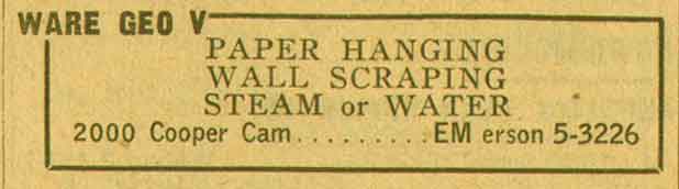 2000 Cooper Street — George Ware & Family, 1955 NJ Bell Yellow Pages Ad