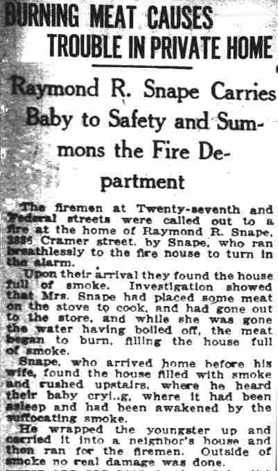 Burning Meat Causes Trouble in Private Home — Camden Post-Telegram, May 7, 1923