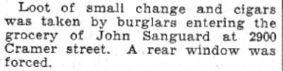 Grocery Burglary at 2900 Cramer Street — Camden Courier-Post, June 6, 1932