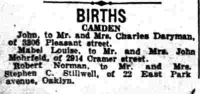 Births — Camden Courier-Post, November 23, 1935