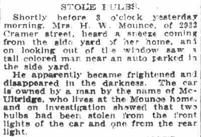 Stole Bulbs — Camden Post-Telegram, May 1, 1923