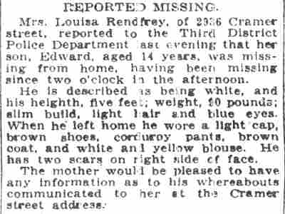 Reported Missing — Camden Post-Telegram, May 1, 1923