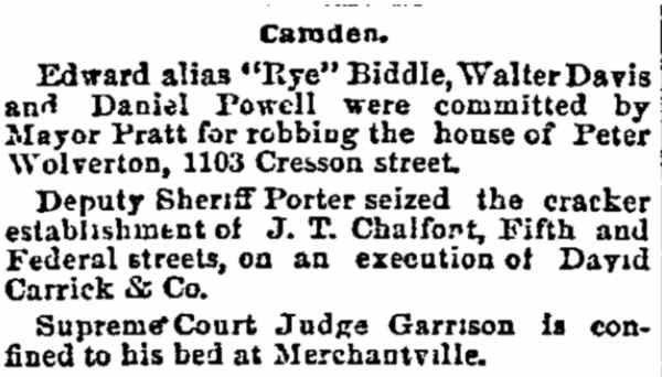 Philadelphia Inquirer, December 29, 1890 — Camden