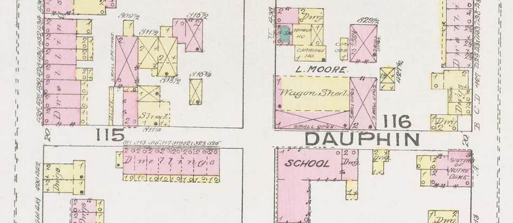 1885 Sanborn Map of Camden — Dauphin Street between Pine and Spruce Street