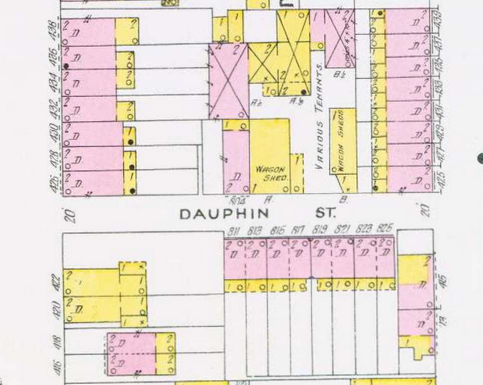1906 Sanborn Map of Camden — Dauphin Street between Pine Street and Division Street
