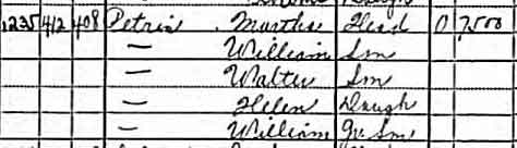 1930 Census record for 1235 Dayton Street — Mrs. Martha A. Petris