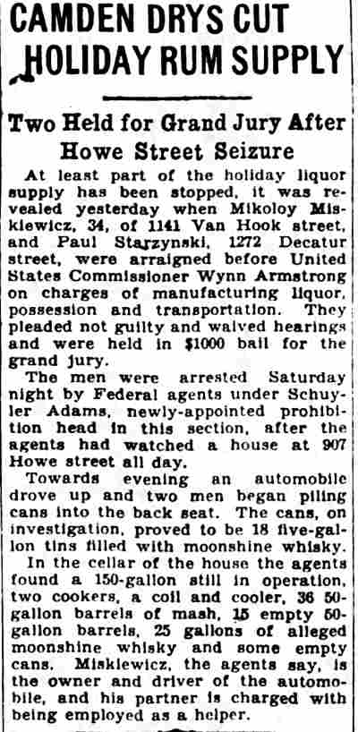 Camden Drys Cut Holiday Rum Supply — 1272 Decatur Street — Camden Courier-Post, December 4, 1928