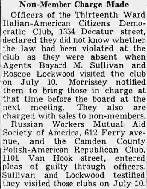 Camden County Polish-American Republican Club — 1101 Van Hook Street, January 24, 1939