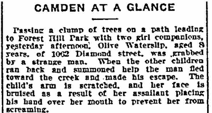 Camden at a Glance — Olive Watership, Diamond Street — Philadelphia Inquirer, July 14, 1914