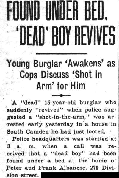 279 Division Street — Peter Albanese & Frank Albanese, Camden Courier-Post, August 30, 1935