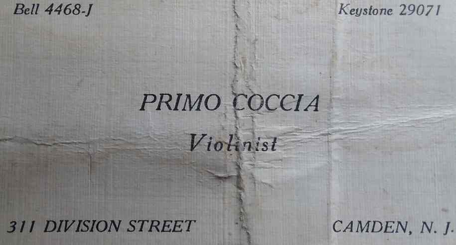 311 Division Street — Primo Coccia, violinist