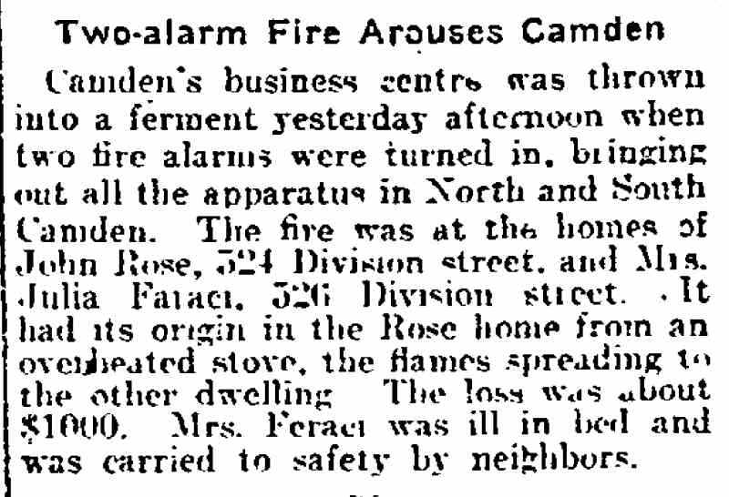 524 & 526 Division Street — Philadelphia Inquirer, February 9, 1917