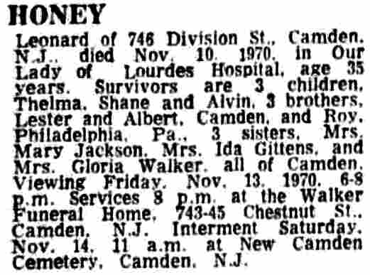 746 Division Street — Leonard Honey, Philadelphia Inquirer, November 12, 1970