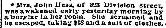 823 Division Street — Mrs. John Hess, Philadelphia Inquirer, November 15, 1893