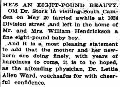 1024 Division Street — William Hendrickson & Family, Camden Daily Courier, May 21, 1915