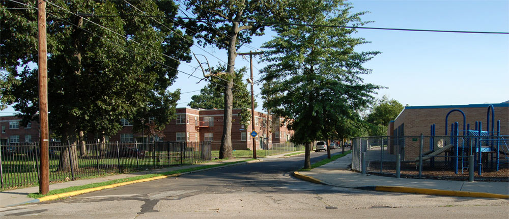 Looking north on South Dudley Street from Fremont Avenue, July 7, 2006